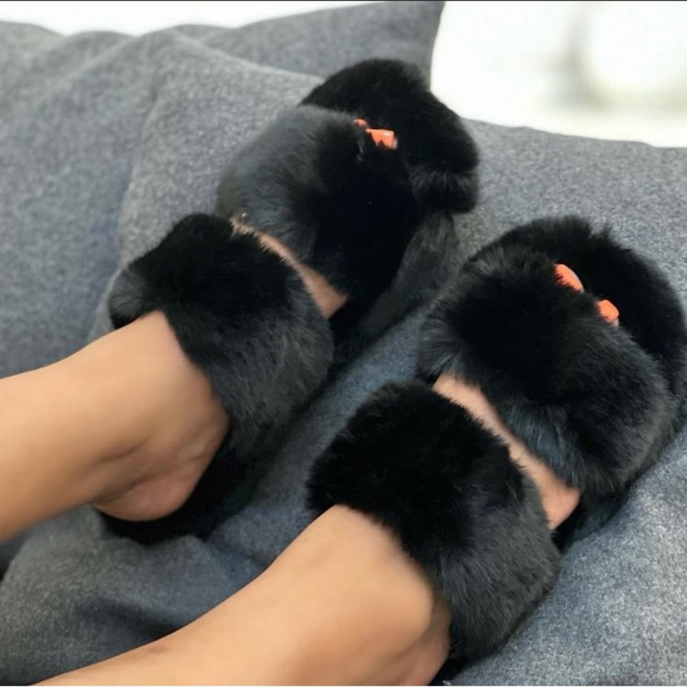 Black Furry Slipers